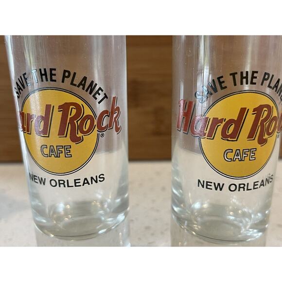 Hard Rock Cafe Shot Glass New Orleans‎ Save The Planet Set Of 2 In Original Box - Picture 4 of 8